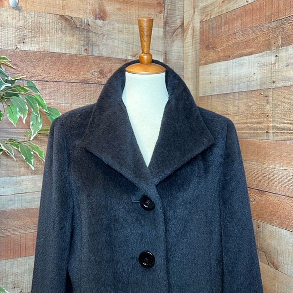 CINZIA ROCCA Black 4 Button Front Baby Llama Wool Over Top Coat Size 12 - Picture 3 of 16